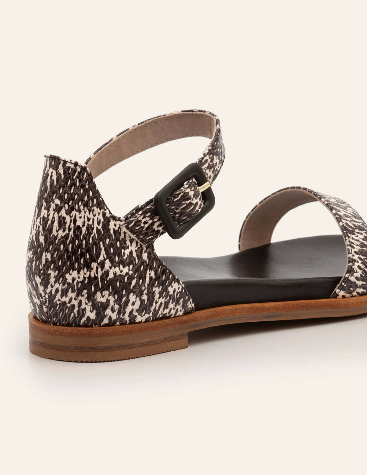 Katie Comfort Sandals-Black/White Snake