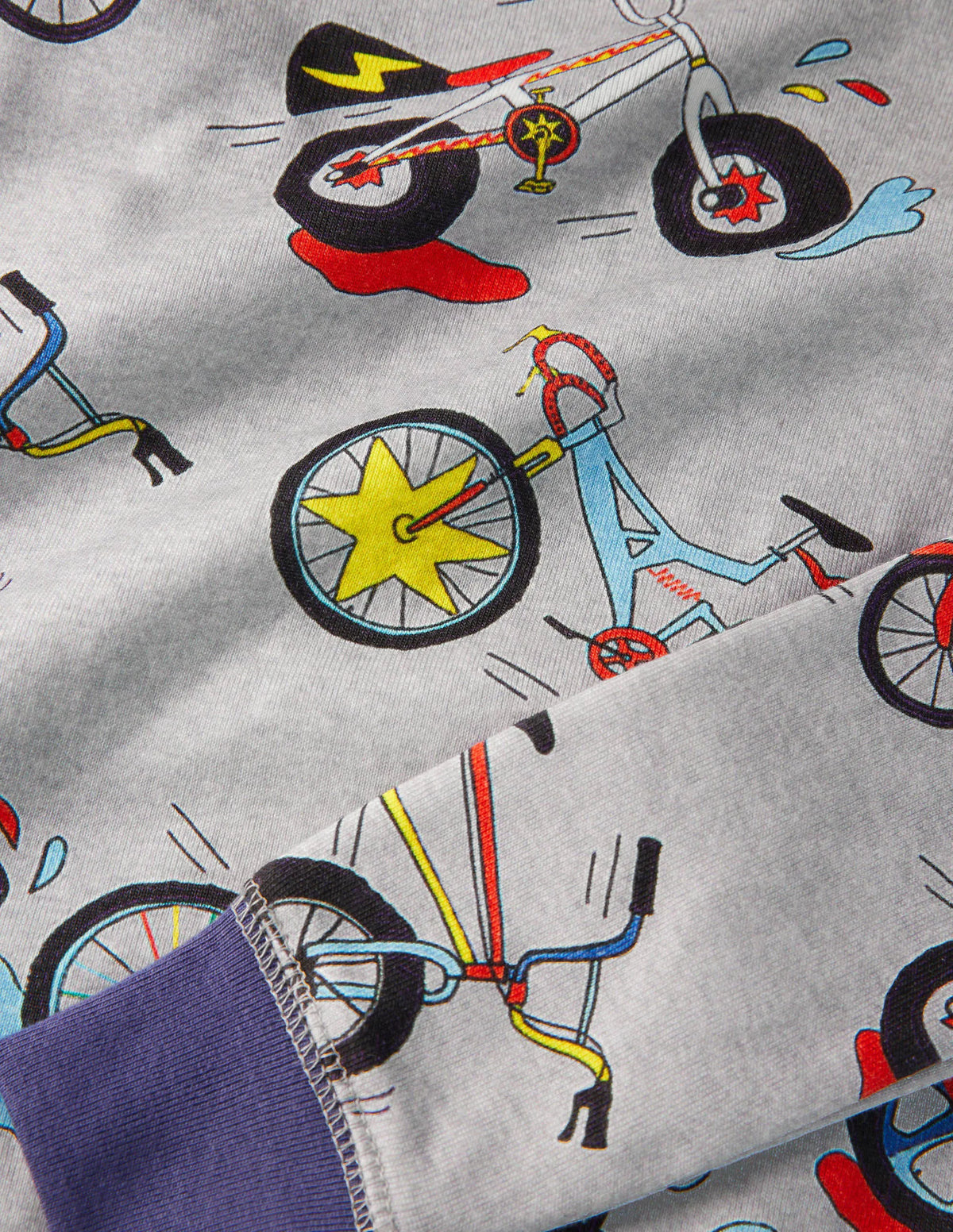 Snug Long John Pajamas-Grey Marl Bikes