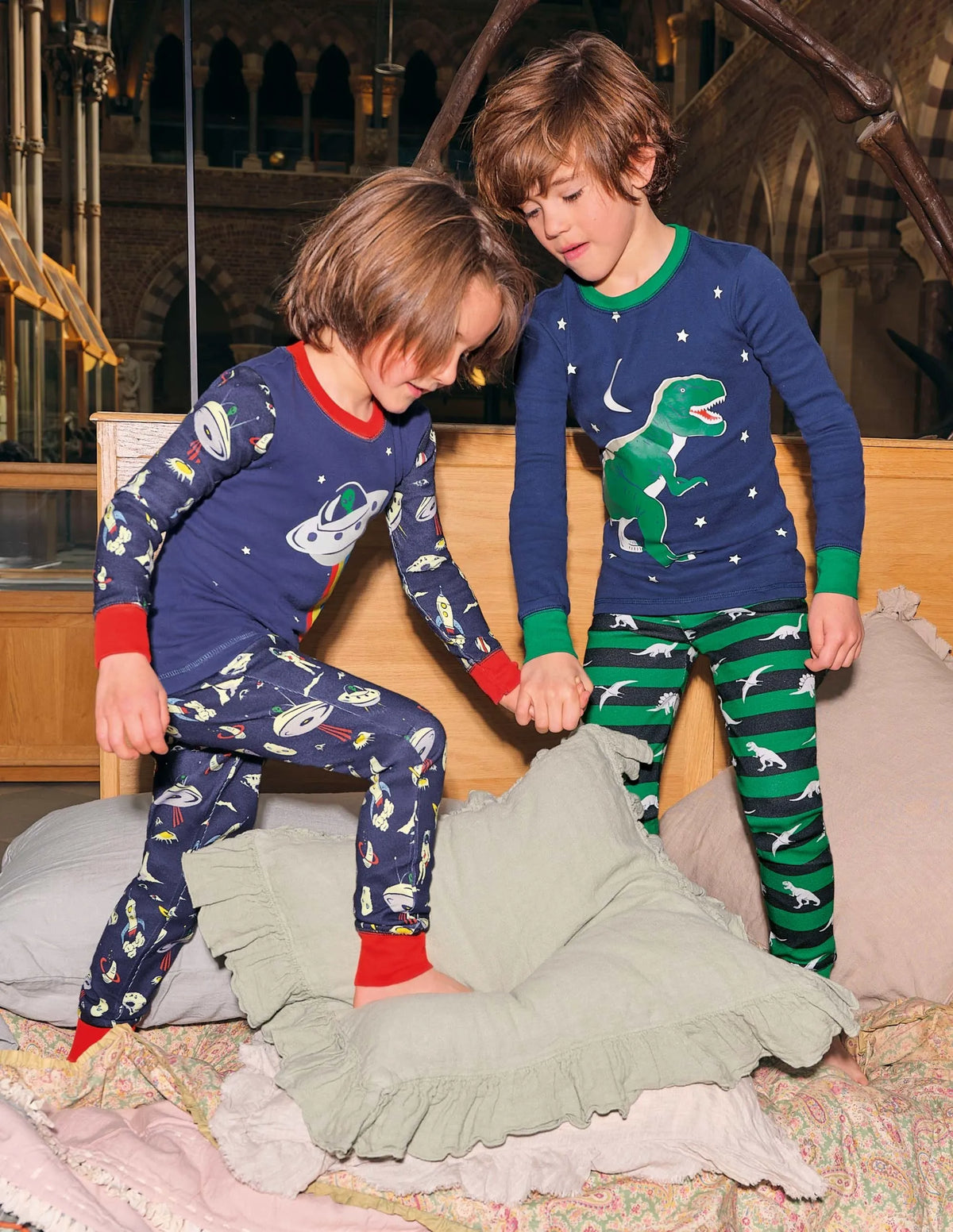Snug Glow-in-the-dark Pajamas-College Navy Dinosaur