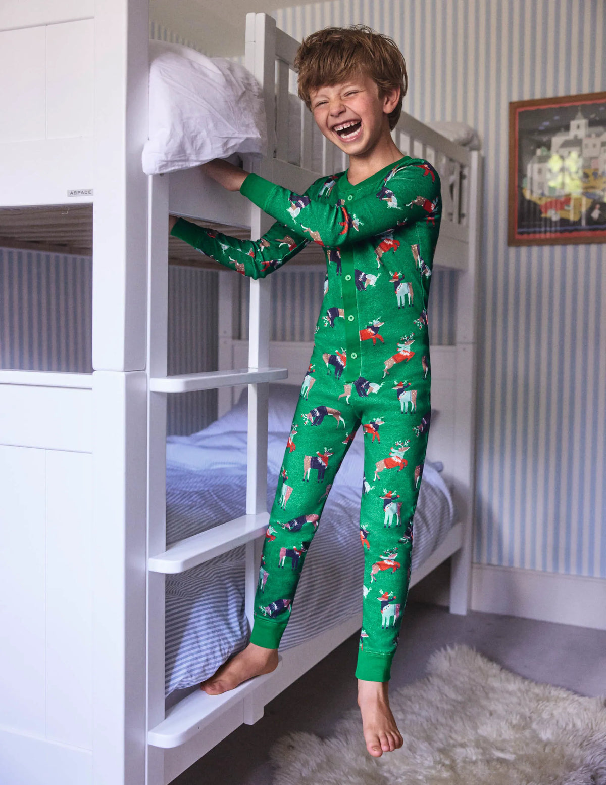 Cosy Sleep All-in-one-Forest Green Reindeer