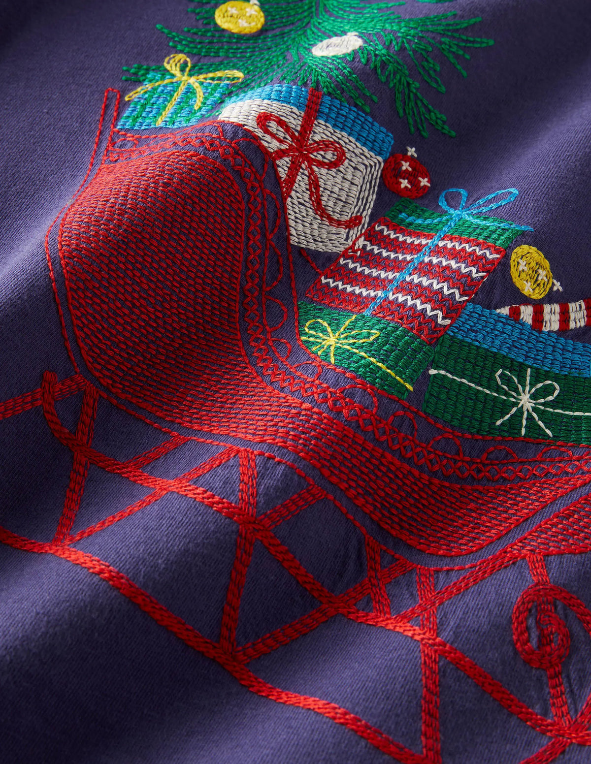 Festive Superstitch T-shirt-Starboard Blue Sleigh