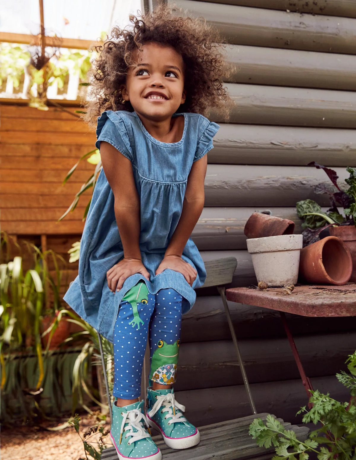 Fun Appliqué Leggings-Elizabethan Blue Pin Spot Frog