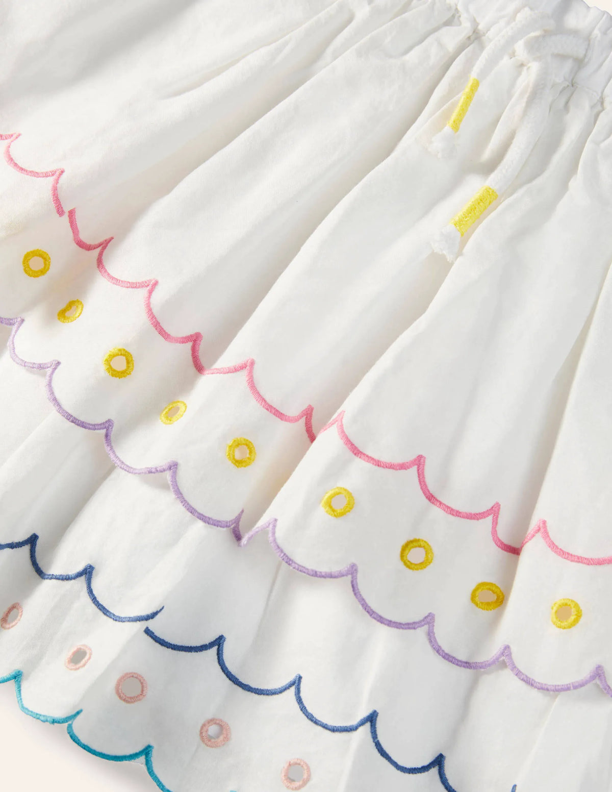 Rainbow Broderie Skirt-Ivory