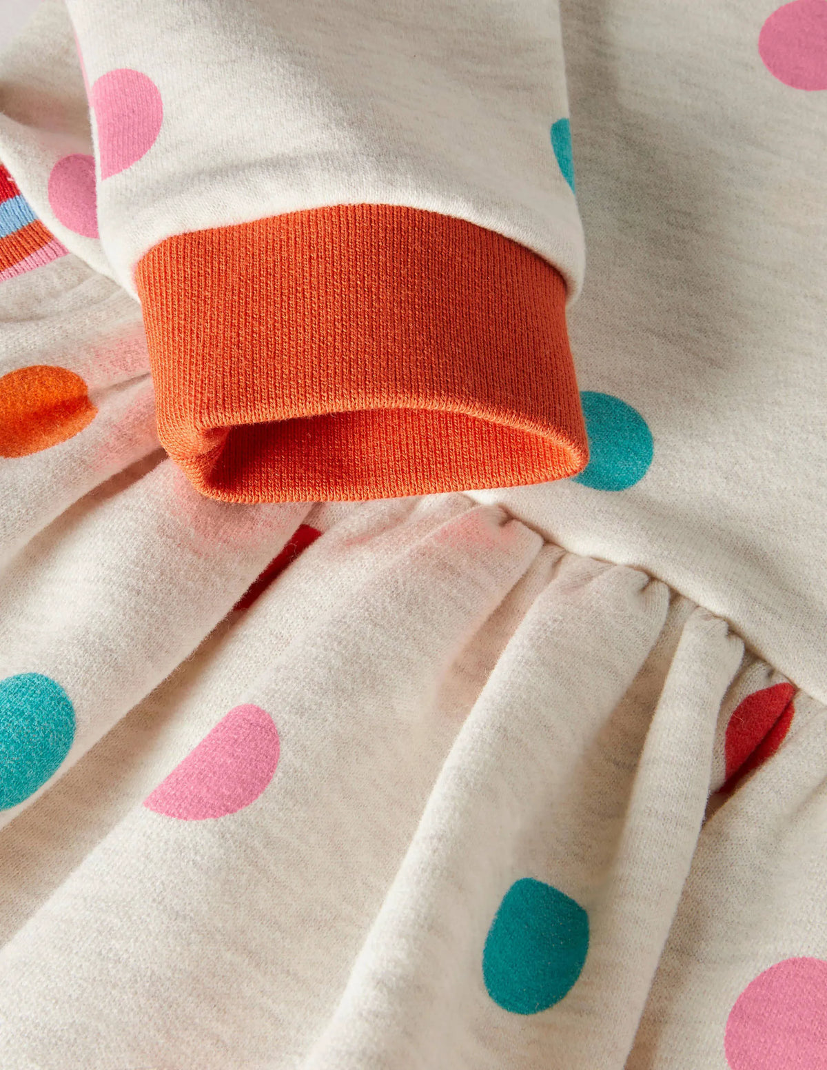 Cosy Printed Sweatshirt Dress-Oatmeal Multi Spot