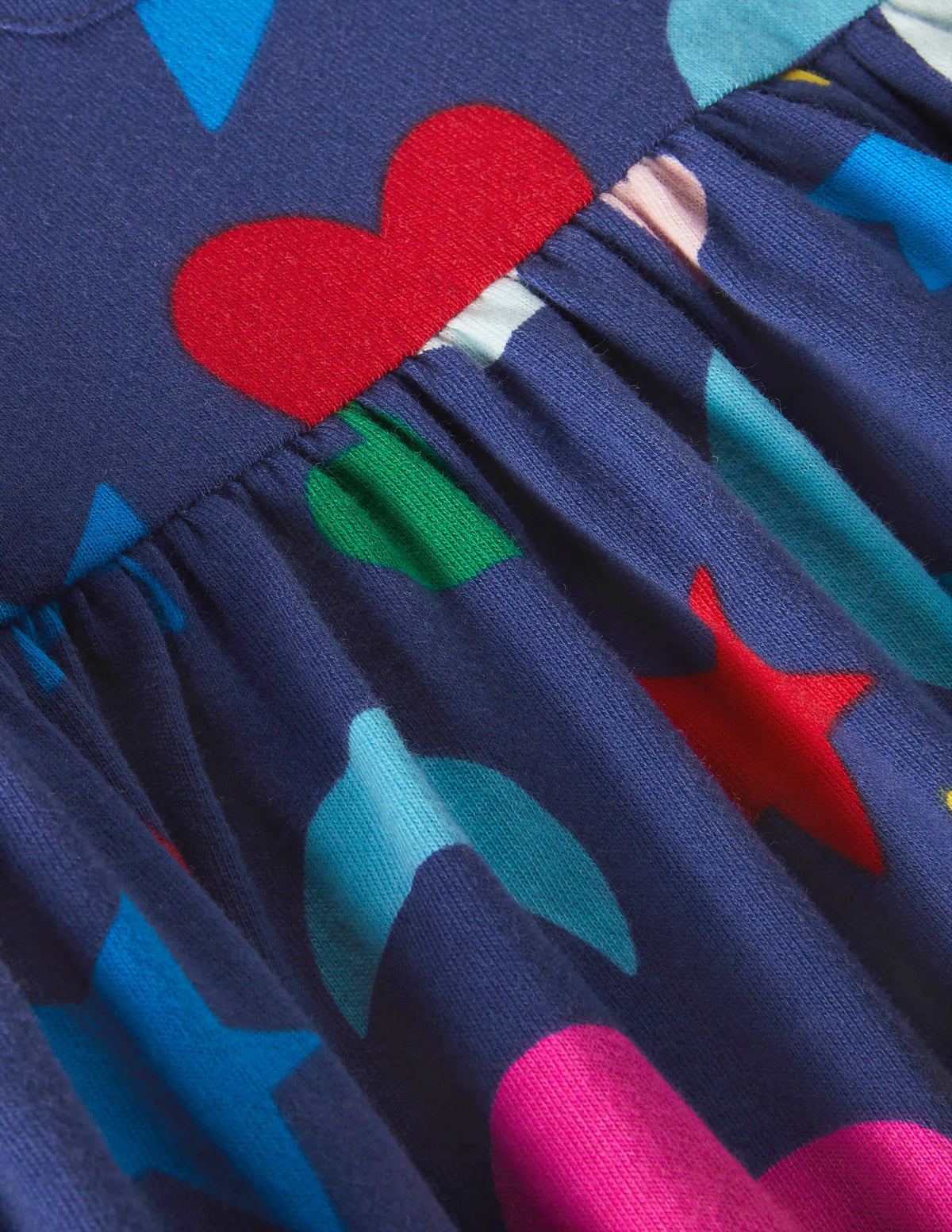 Long Sleeve Fun Jersey Dress-Starboard Blue Rainbow Magic