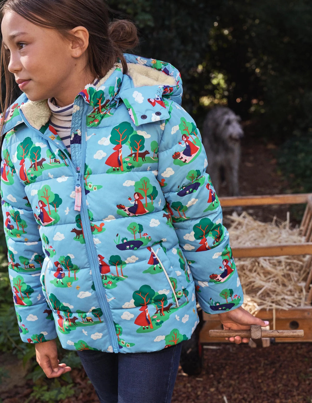 Cosy Padded Jacket-Surfboard Blue Red Riding Hood