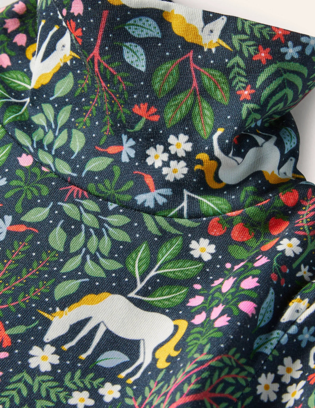Roll Neck Supersoft T-shirt-Stormy Blue Unicorn Tapestry