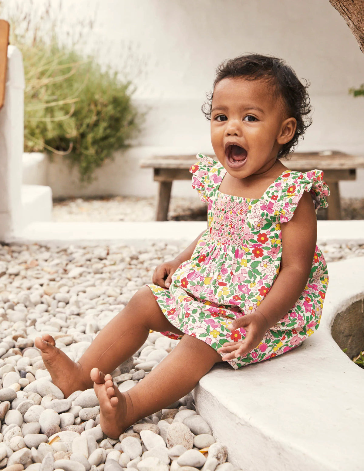 Floral Smocked Dress-Pink Lemonade Ditsy Floral