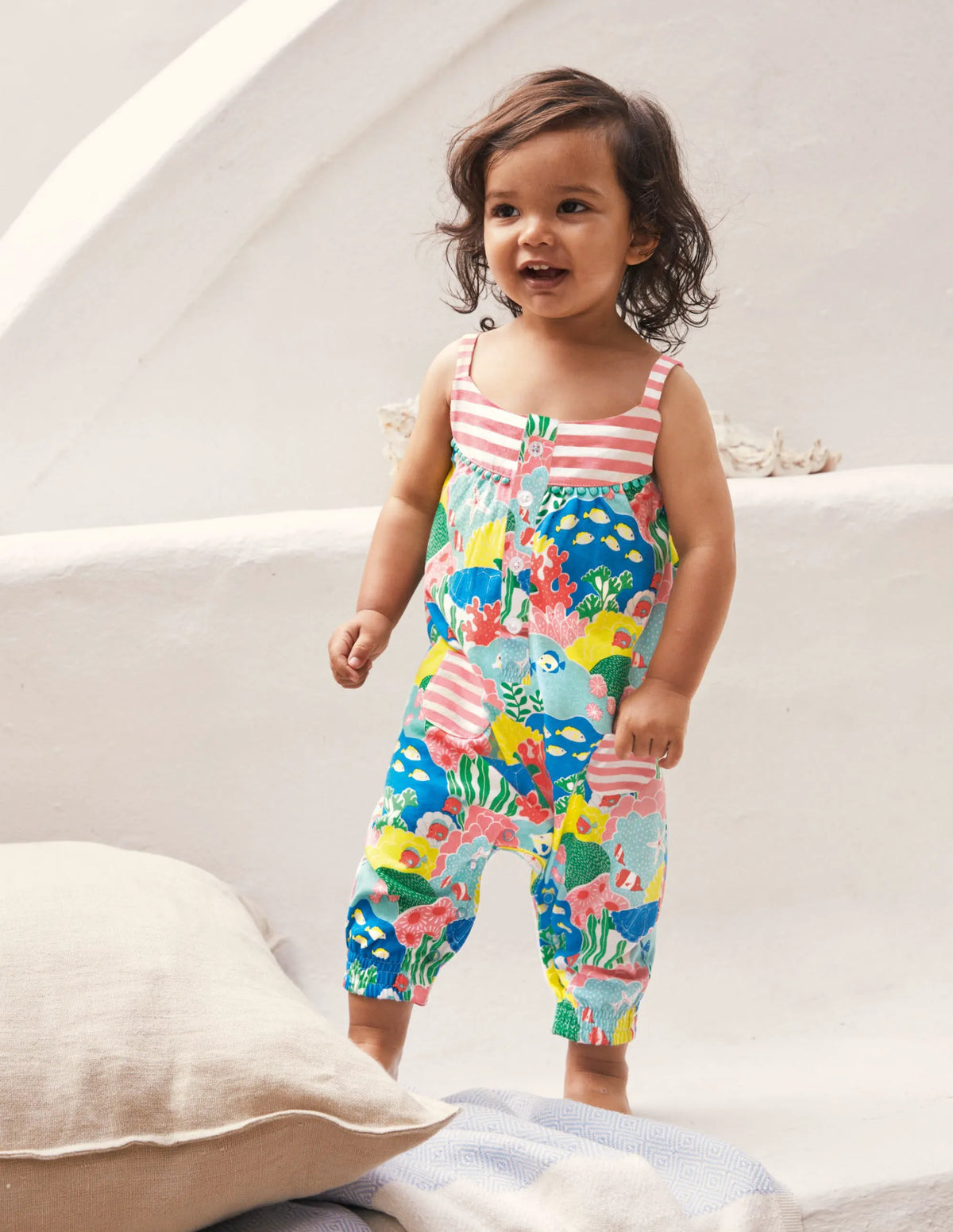Jersey Hotchpotch Romper-Multi Coral Reef
