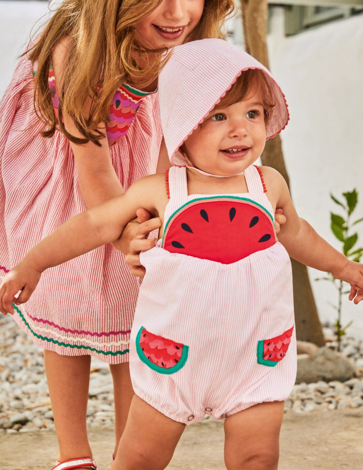 Fun Ticking Romper-Pink Lemonade Watermelons