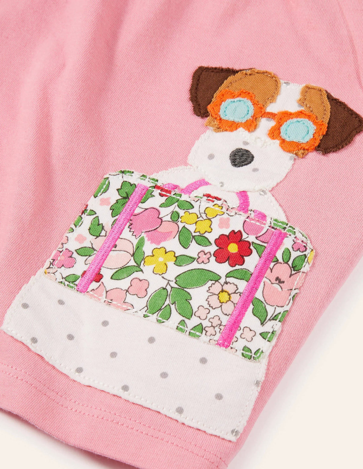 Jersey Appliqué Short Set-Pink Lemonade Vintage Floral