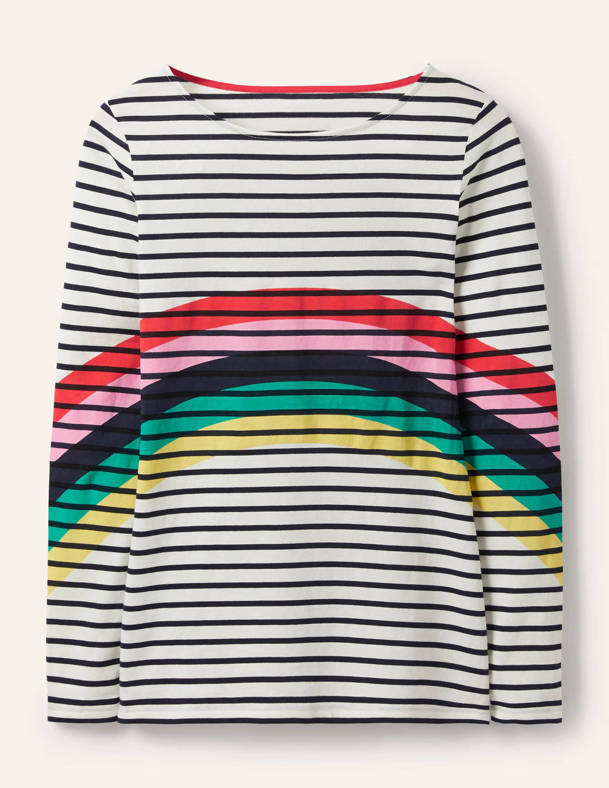 Long Sleeve Breton Top-Rainbow Placement Breton