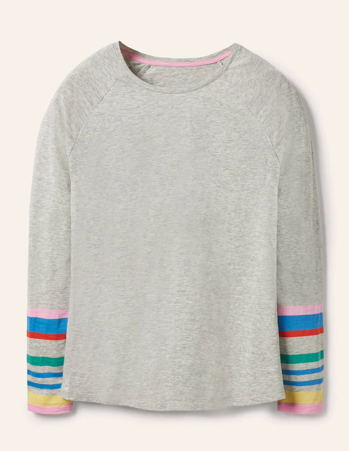 Lorna Baseball Top-Cherry Blossom, Grey Cuff