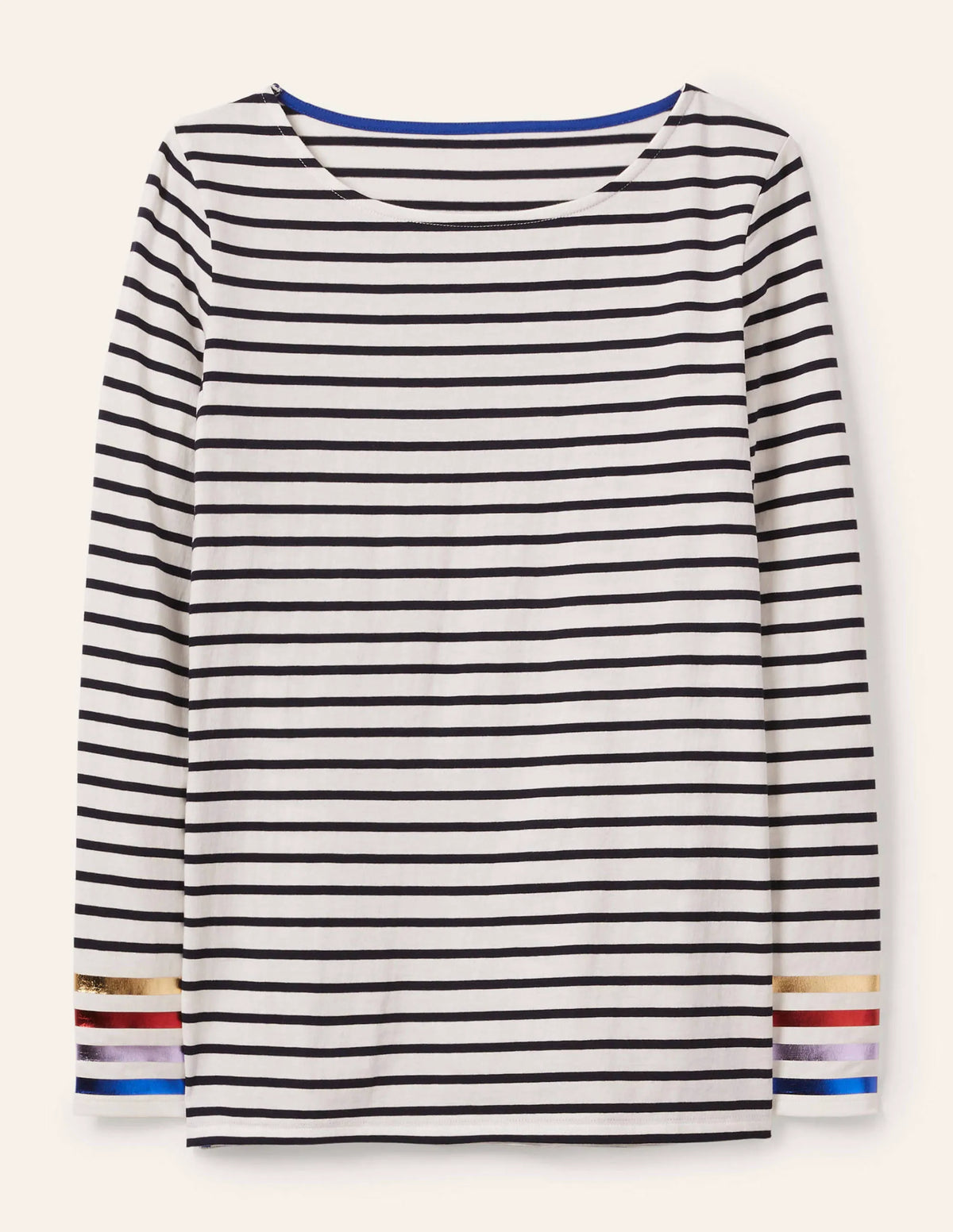 Long Sleeve Breton Top-Multi Stripe Foil Cuff
