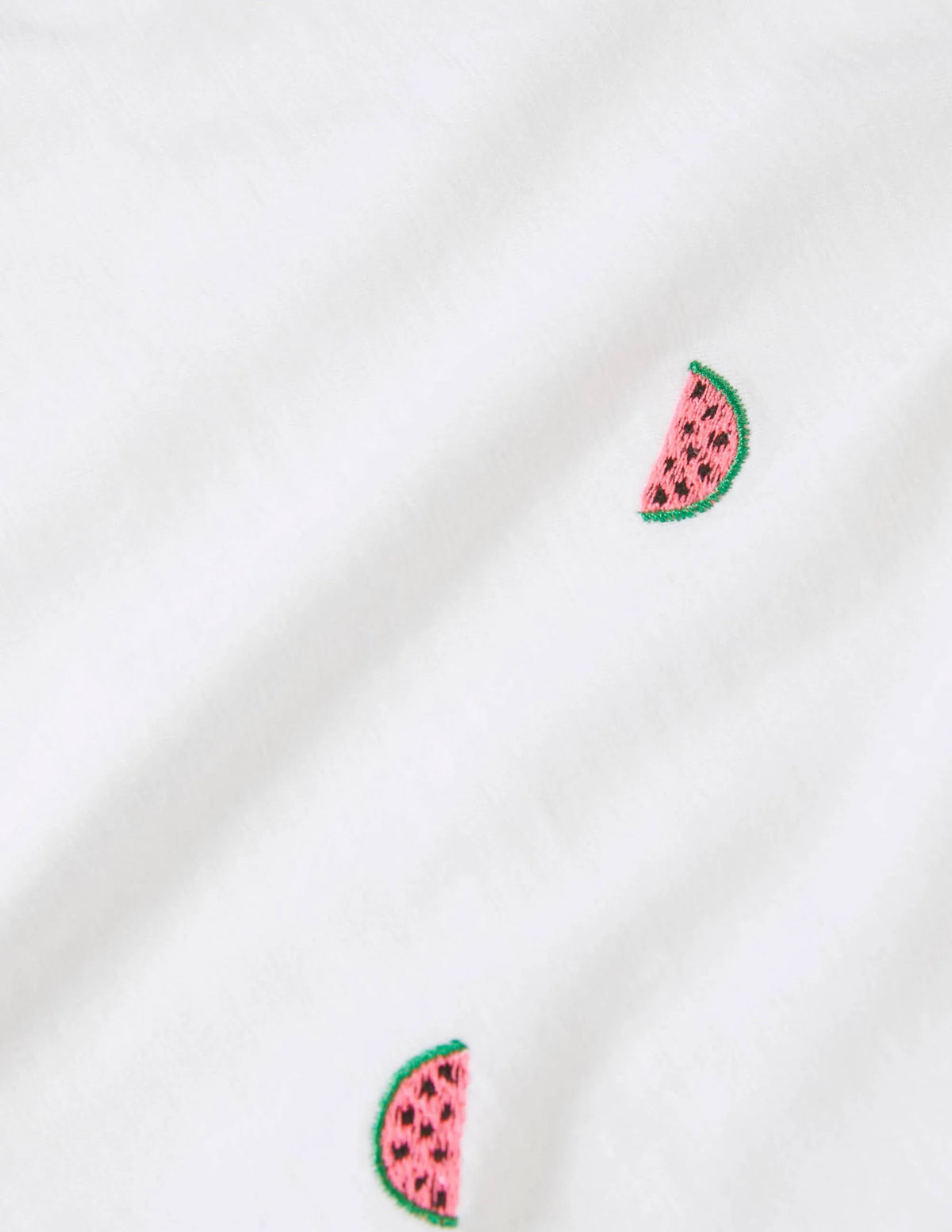 Lena Embroidered Jersey Tee-White, Embroidered Watermelons