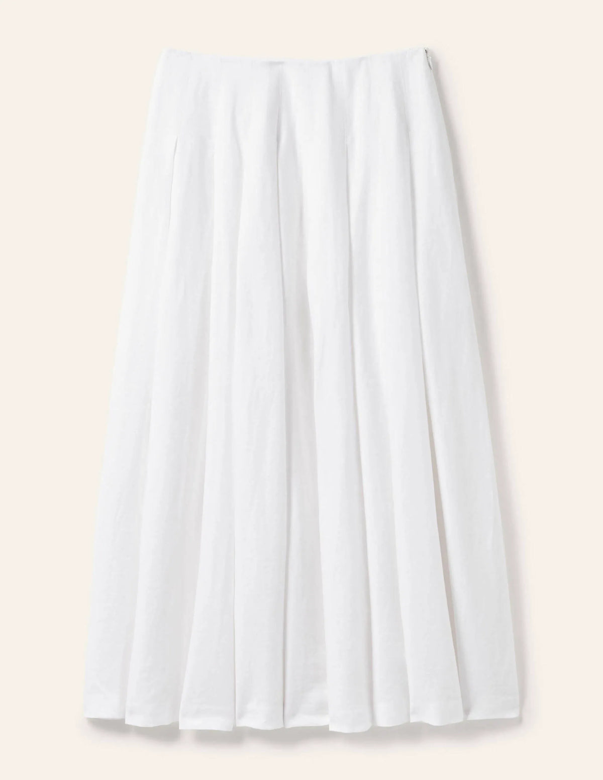 Lydia Linen Pleated Skirt-White