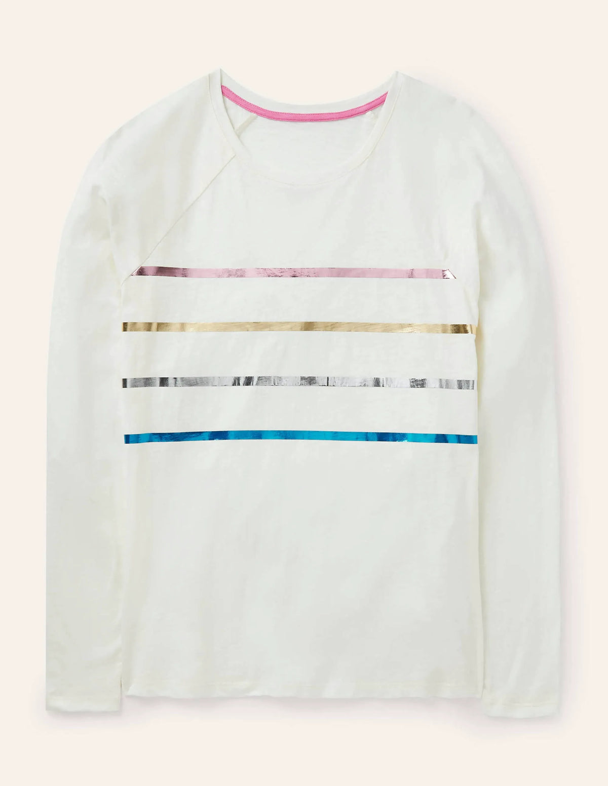 Lorna Baseball Top-Ivory, Foil Placement Stripe