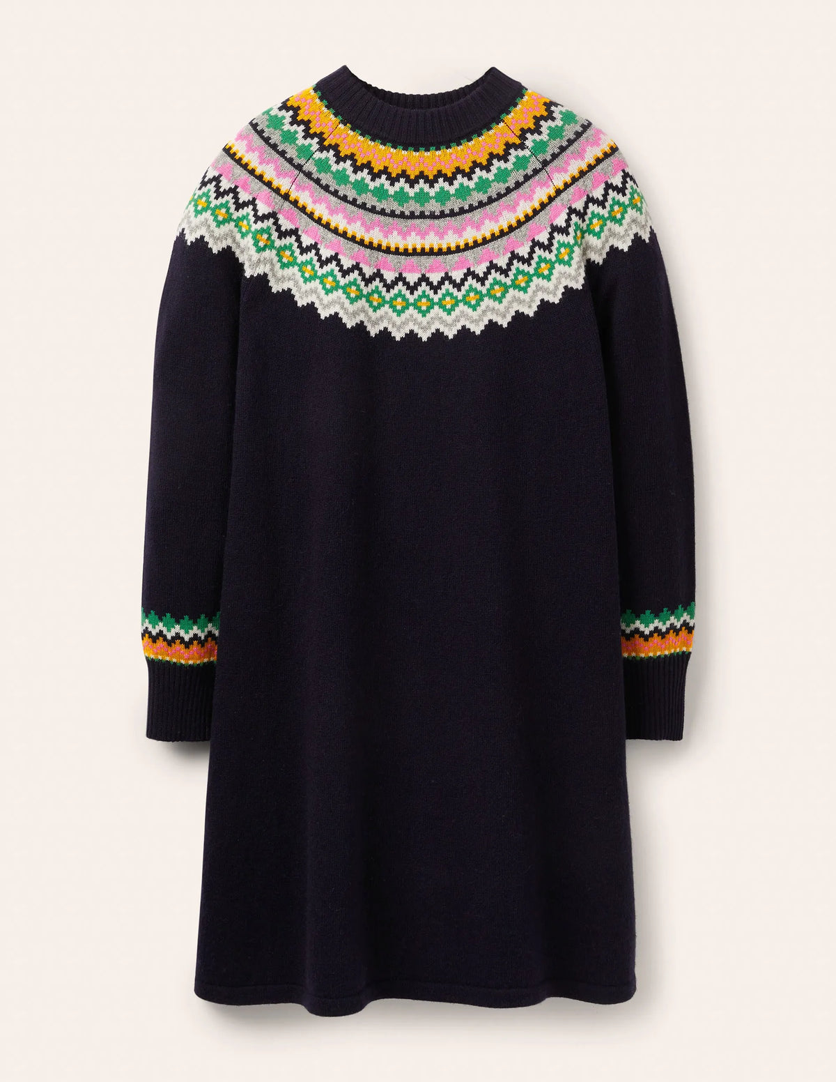 Millie Fair Isle Knitted Dress-Navy