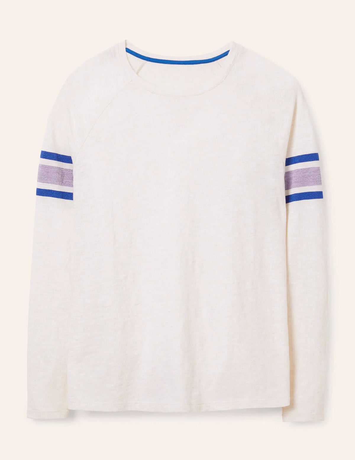 Lorna Baseball Top-Oatmeal Marl, Lurex Stripe