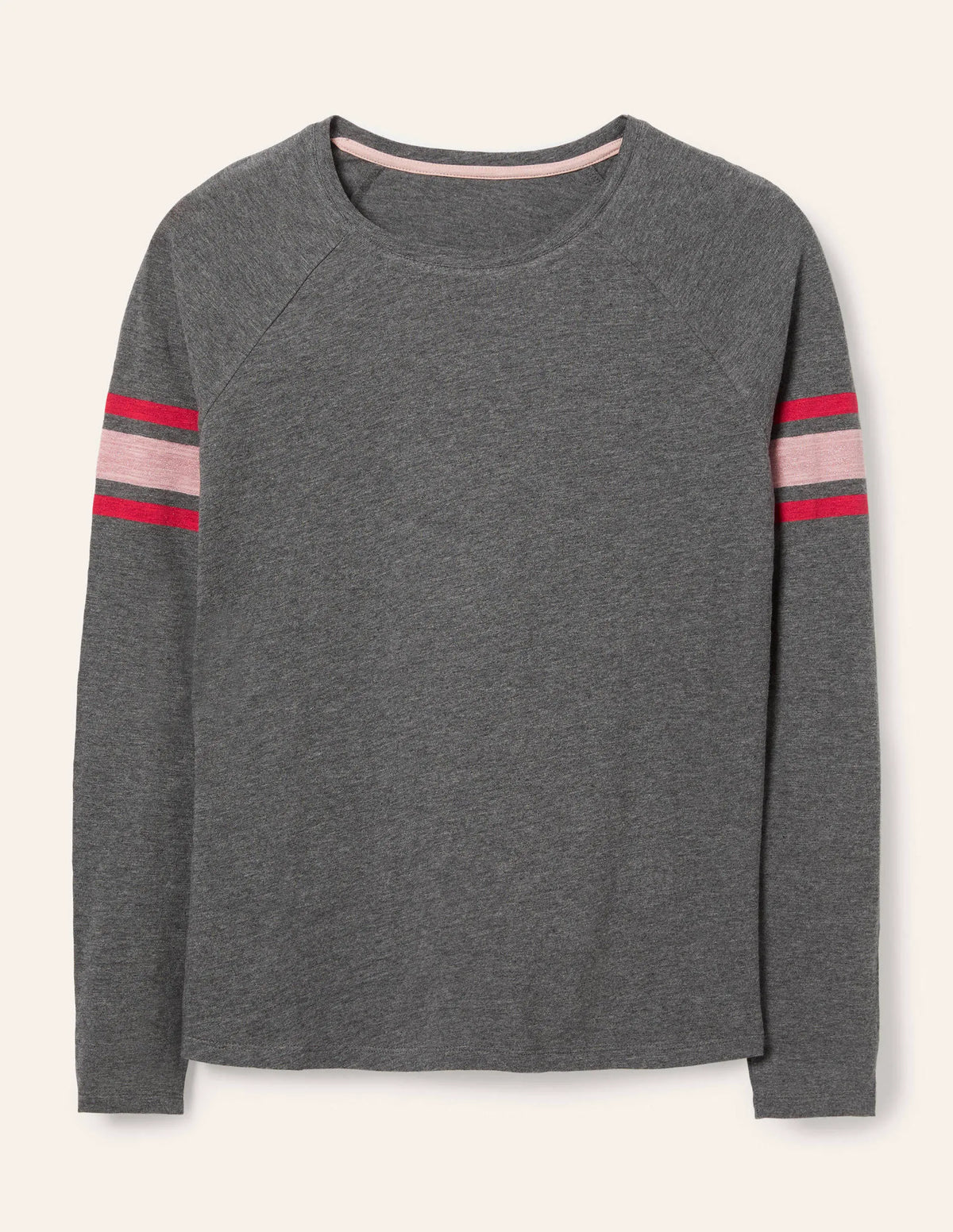 Lorna Baseball Top-Charcoal Marl, Lurex Stripe