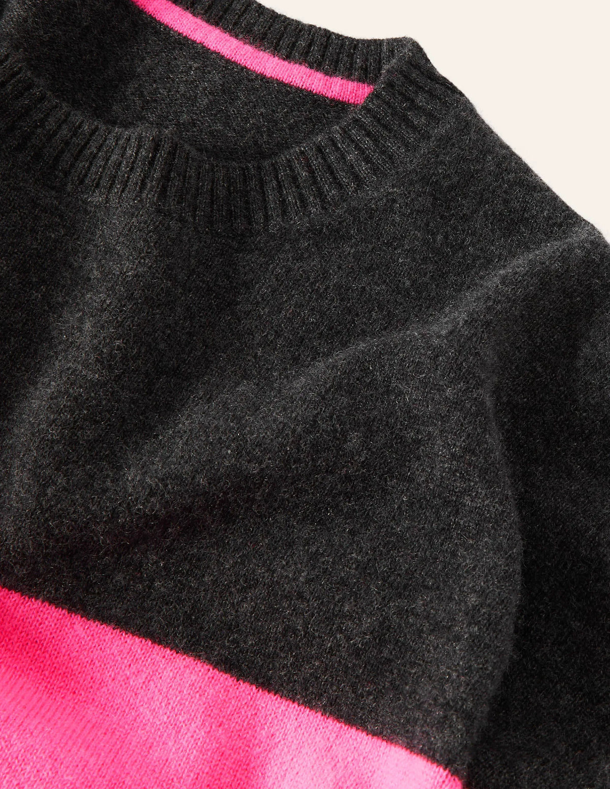 Margot Cashmere Sweater-Charcoal Melange, Neon Stripe