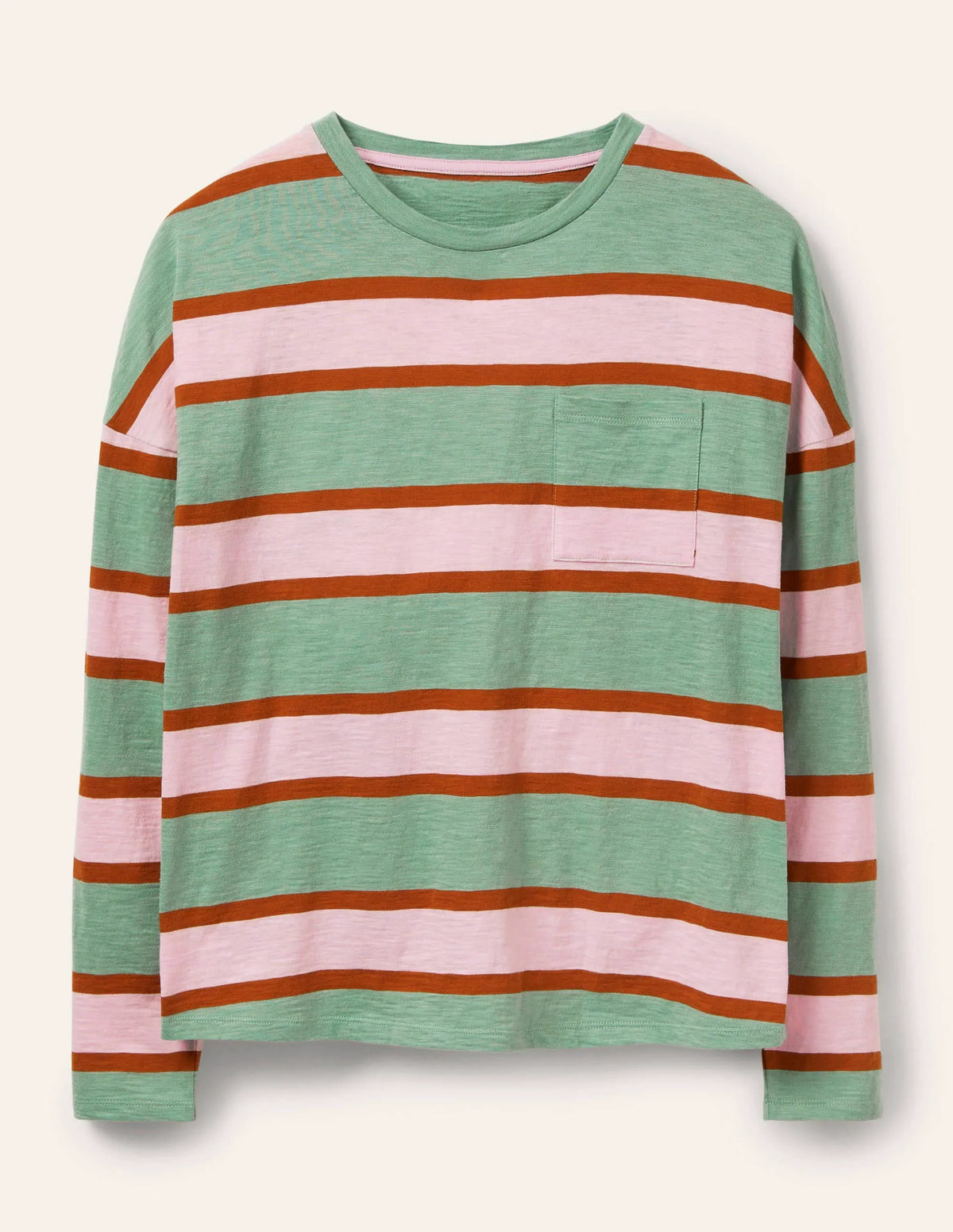 Boxy Jersey Tee-Duck Egg/ Coconut Stripe