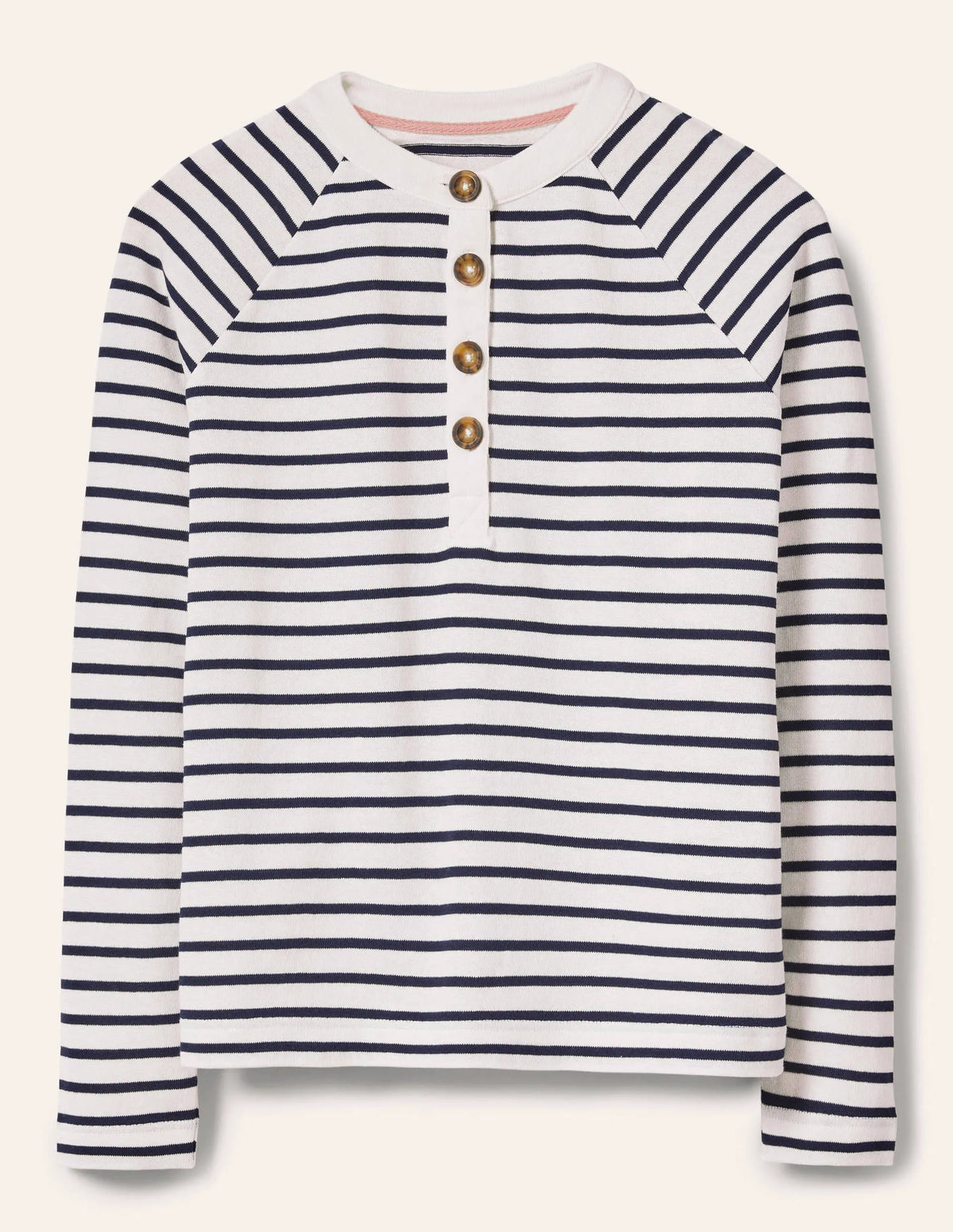 Mariner Henley Top-Ivory/Navy