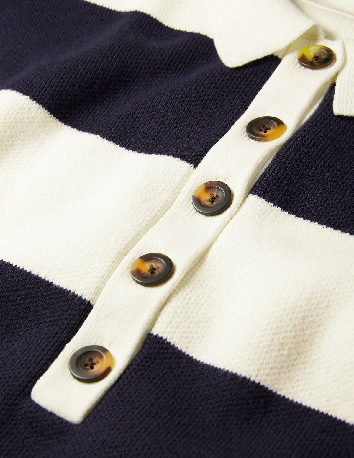 Striped Knitted Rugby Sweater-Ivory and Navy Stripe