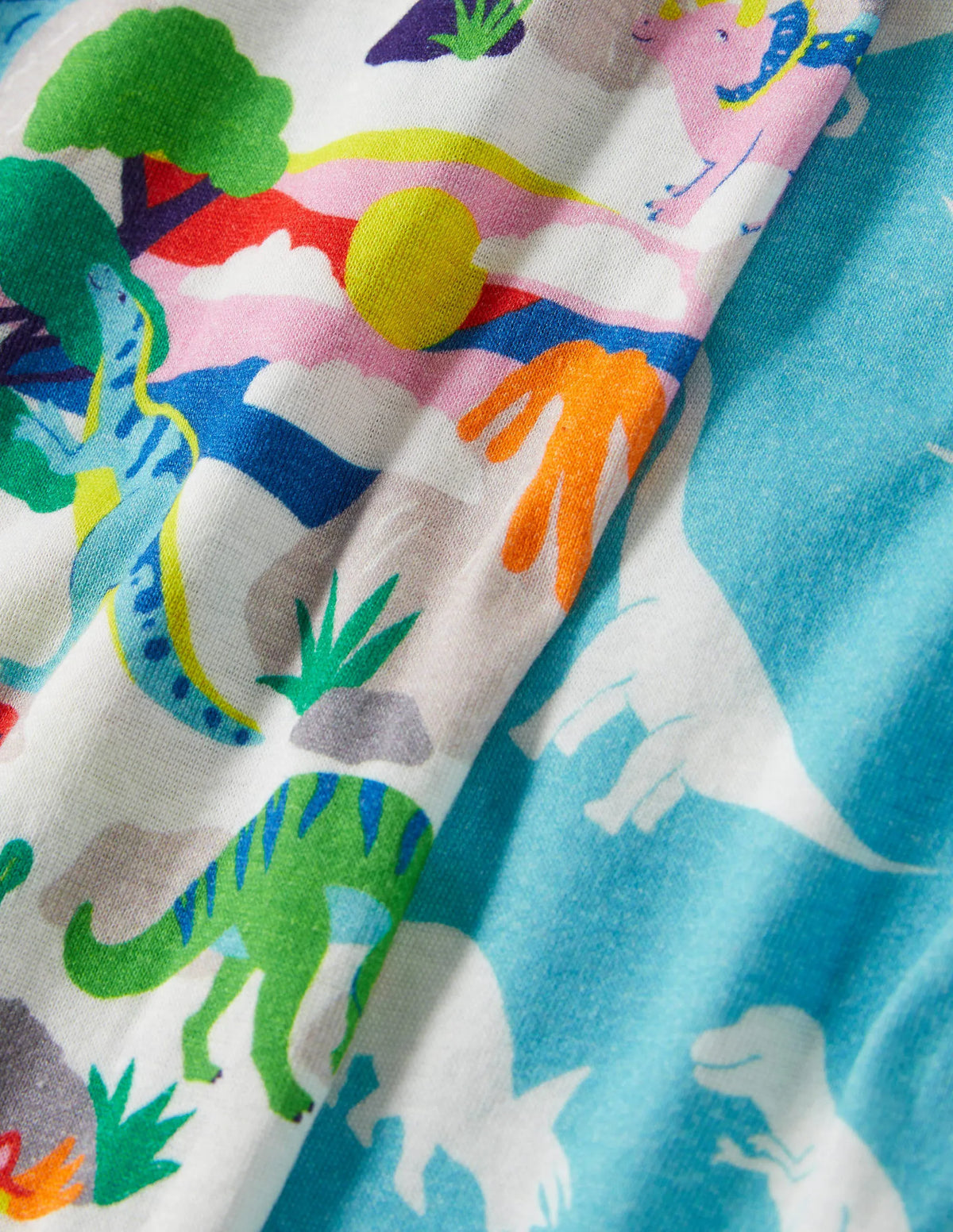 Cosy Twin Pack Long Pajamas-Ivory Multi Dino Sunset