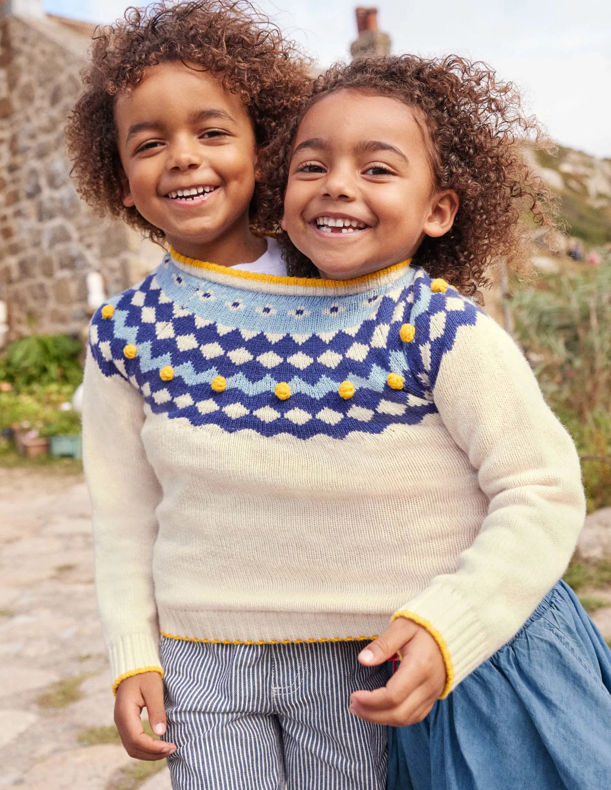 Chunky Fair Isle Crew Sweater-Ecru Marl Fair Isle