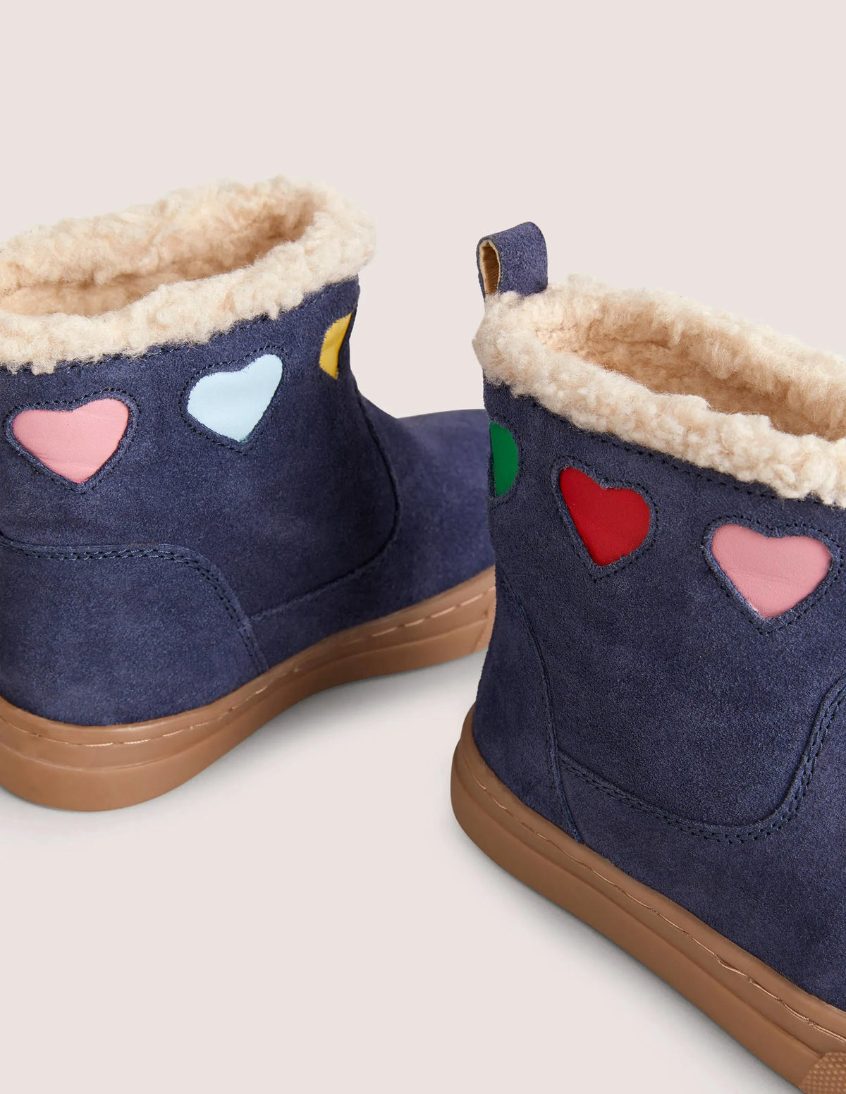 Suede Cosy Boots-Navy Hearts