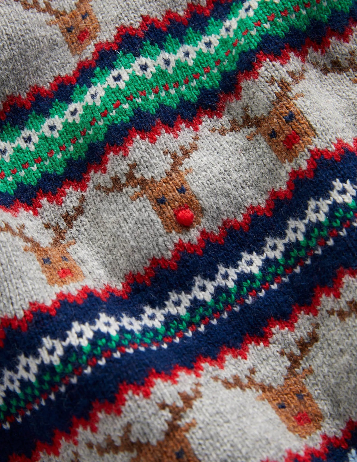 Reindeer Fair Isle Sweater-Grey Marl