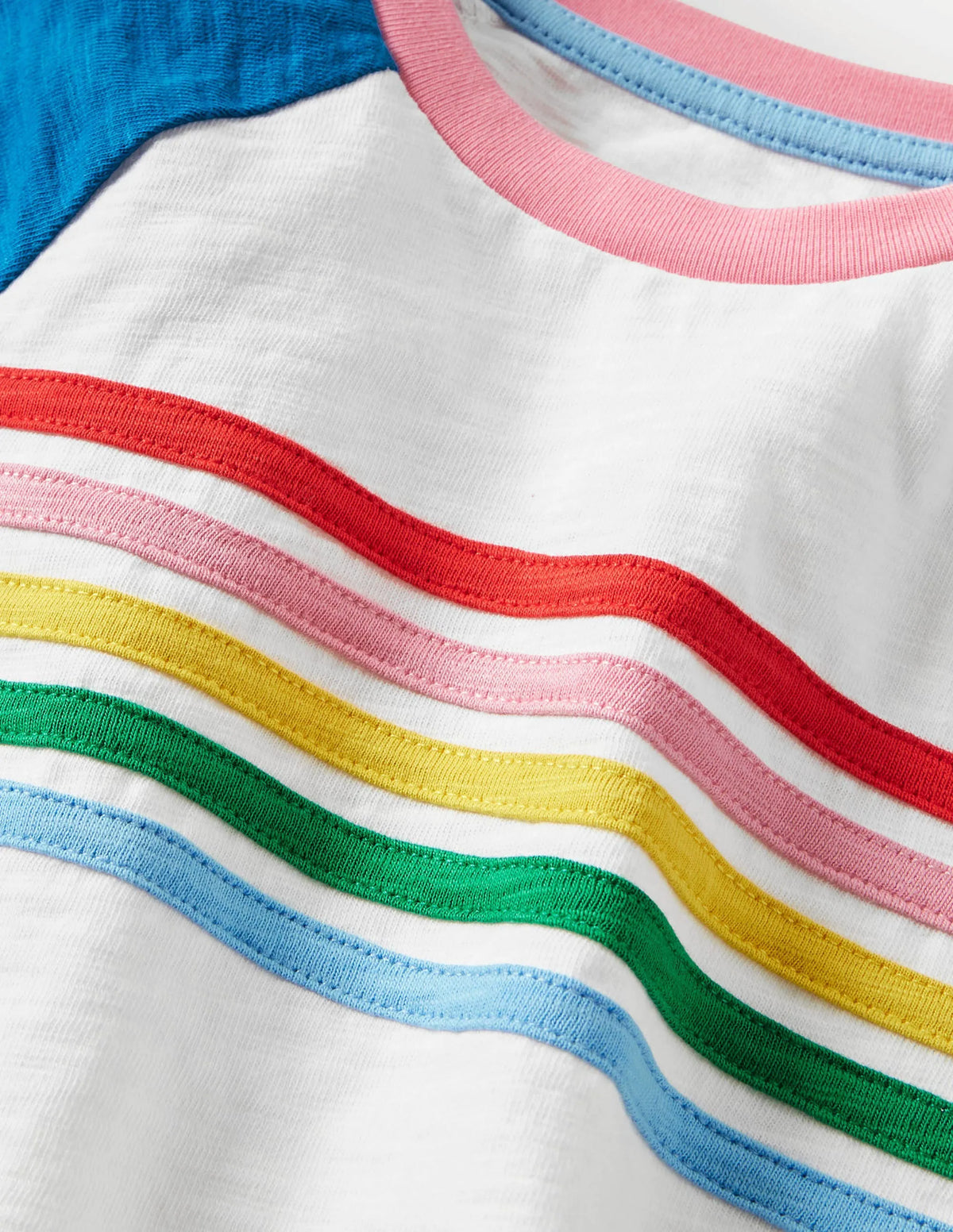 Slub Raglan T-shirt-Bright Marina Blue Rainbow