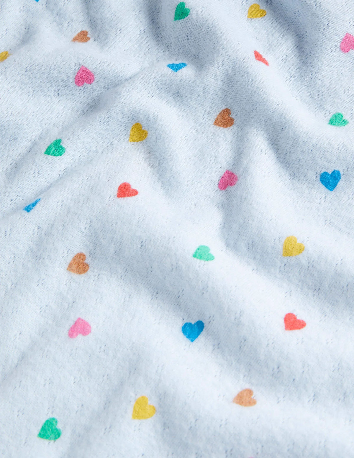 Supersoft Pointelle T-shirt-Blue Rainbow Hearts