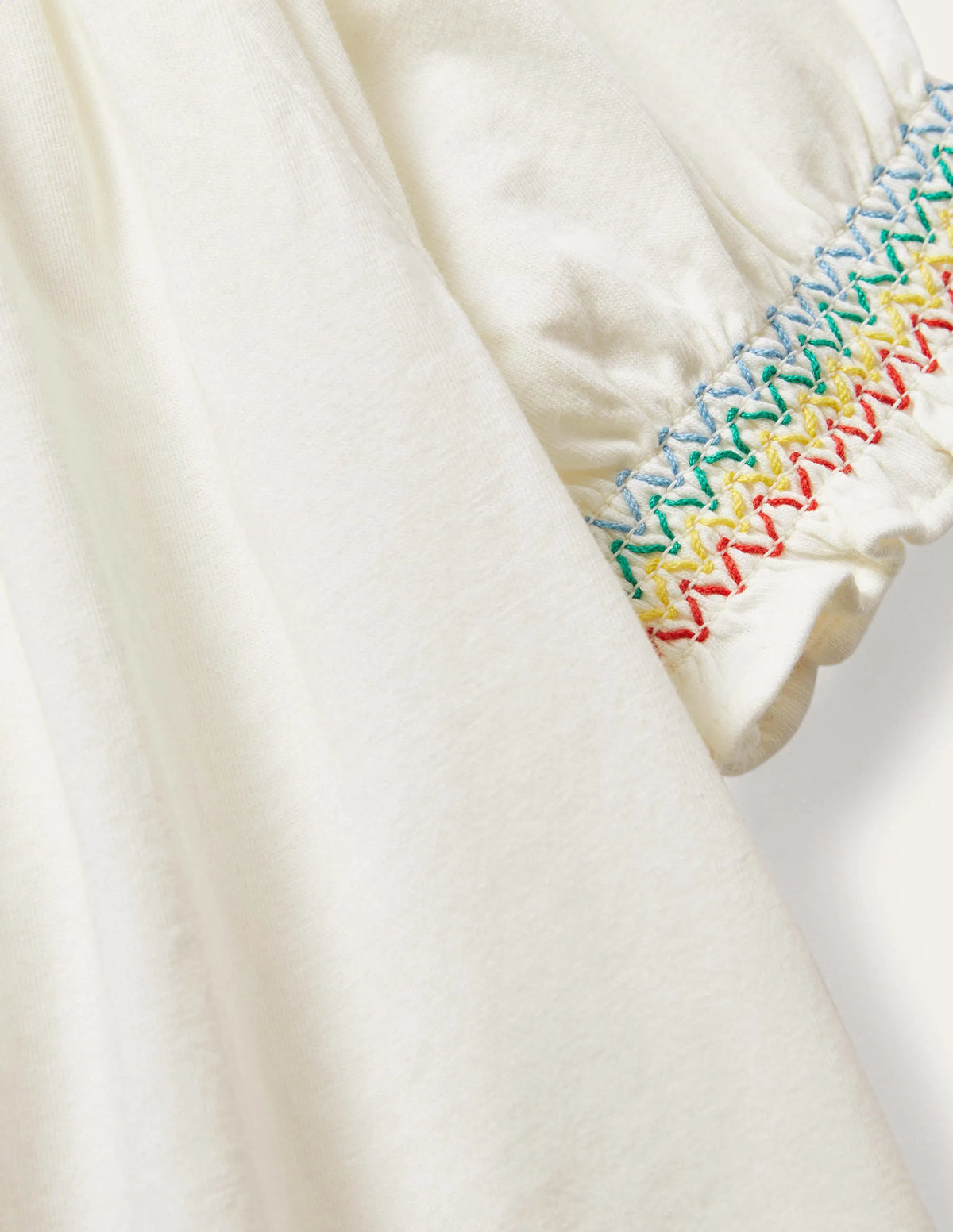Smocked Raglan T-shirt-White