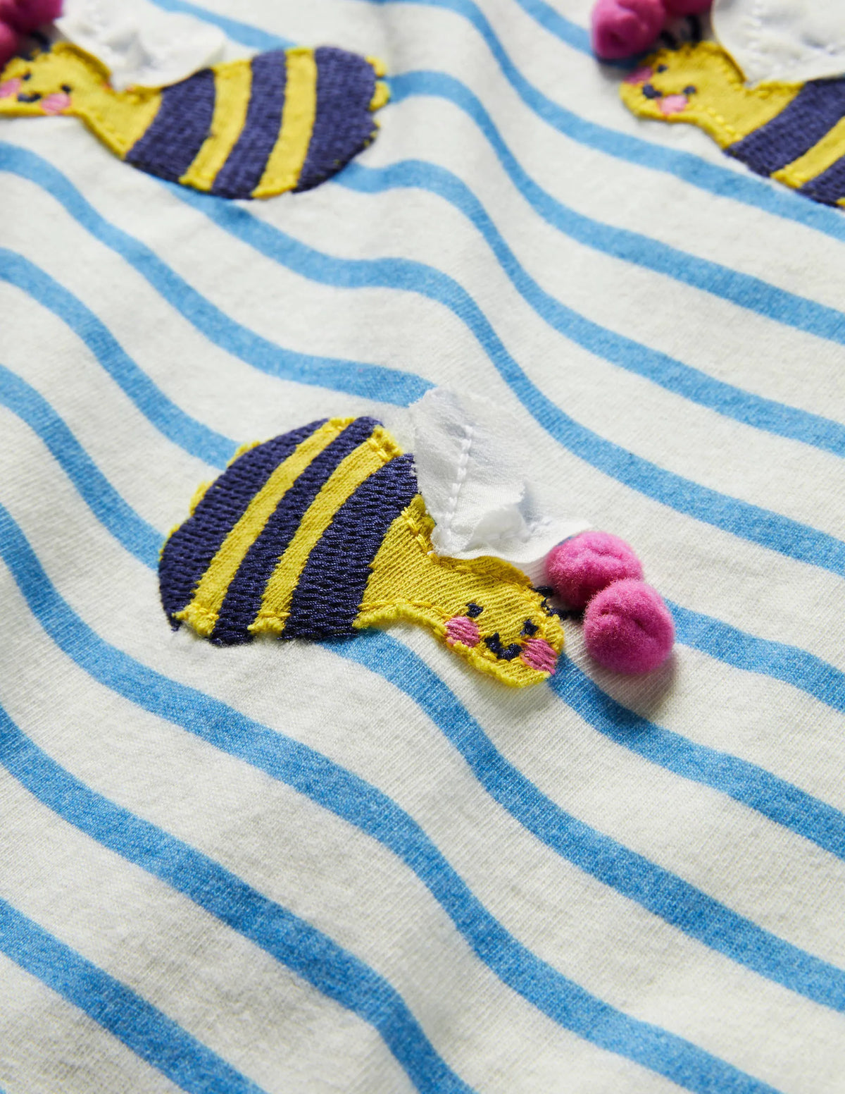 Ruffle Interest Logo T-shirt-Malibu Blue/Ivory Bumble Bees