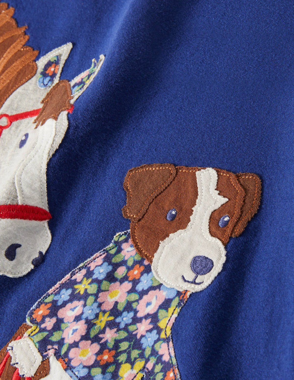 Long Sleeve Appliqué Dress-Starboard Blue Horse