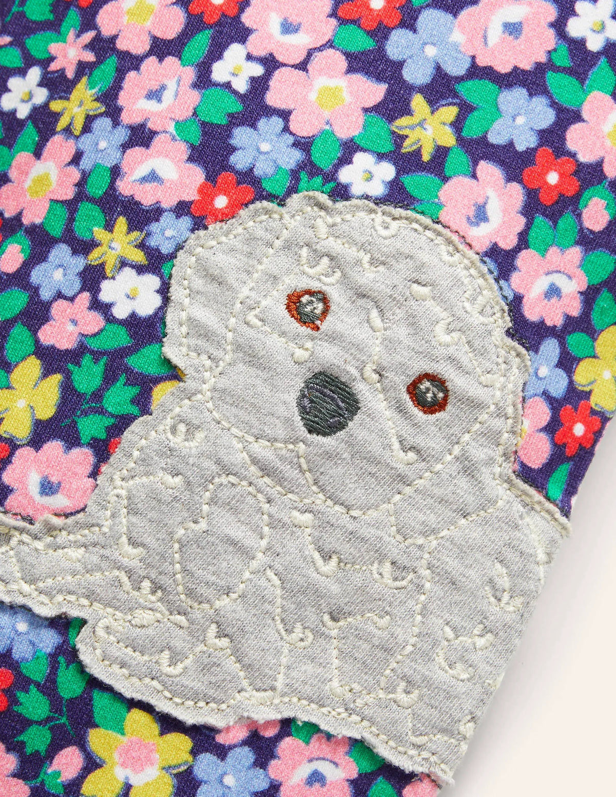 Fun Appliqué Leggings-Starboard Blue Floral Puppies