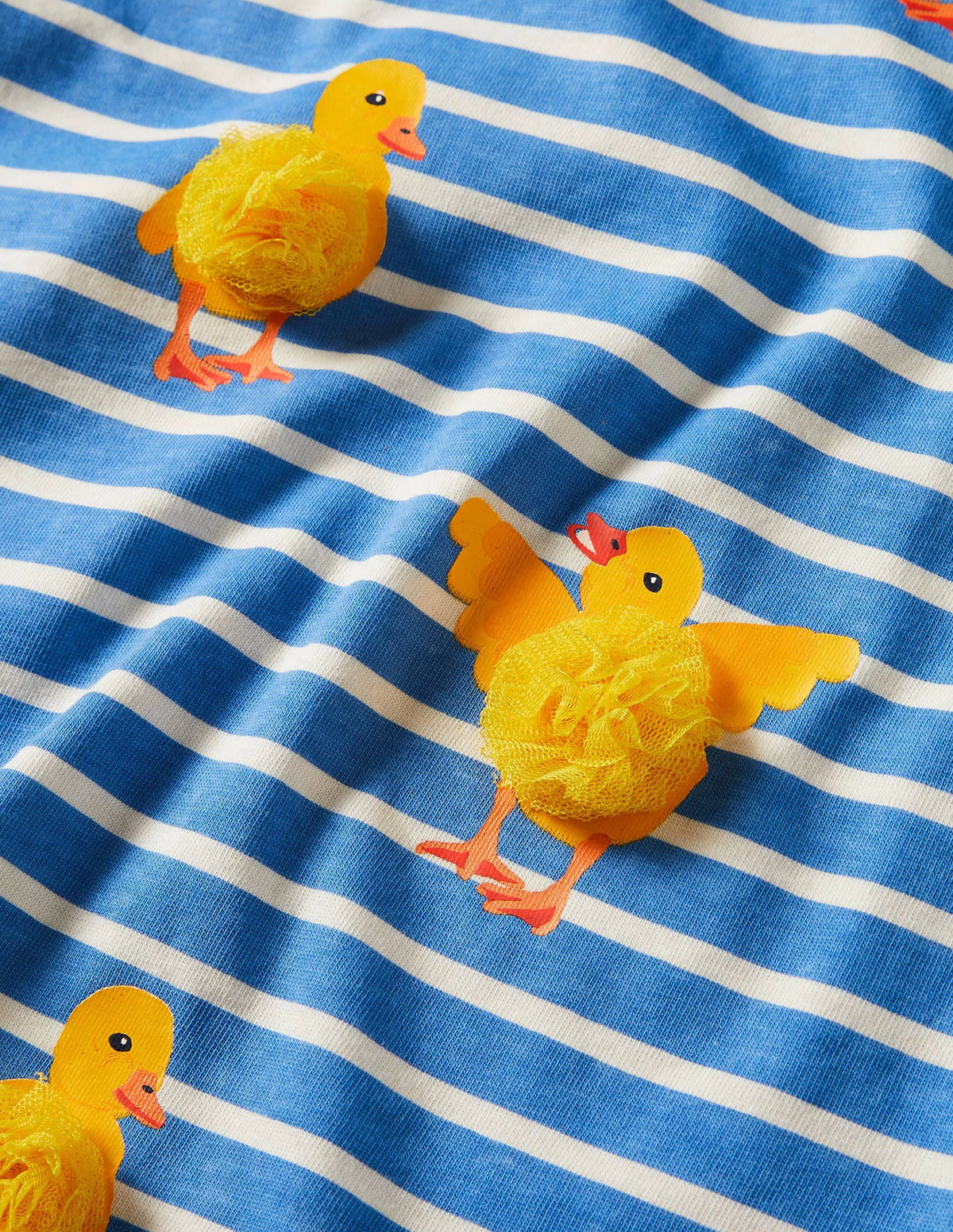 Stripy Logo T-Shirt-Bright Bluebelle/Ivory Chicks