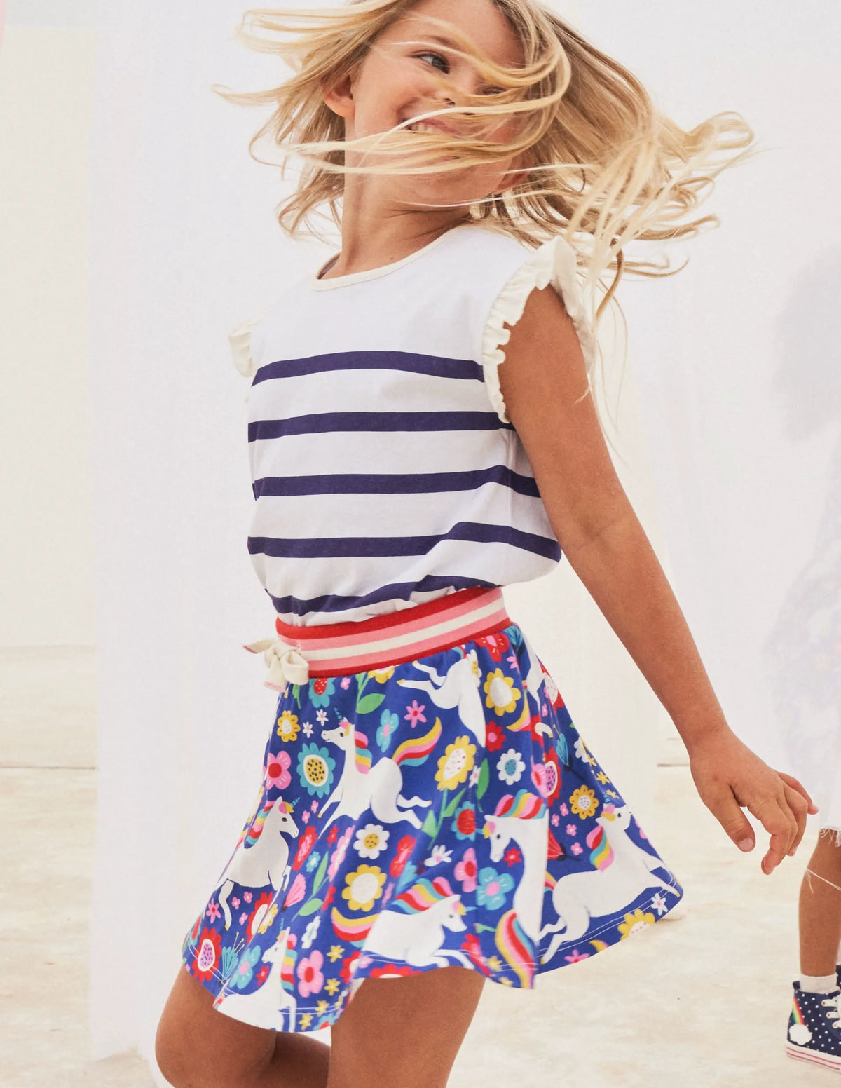Printed Jersey Skort-Bluebell Blue Unicorn Floral