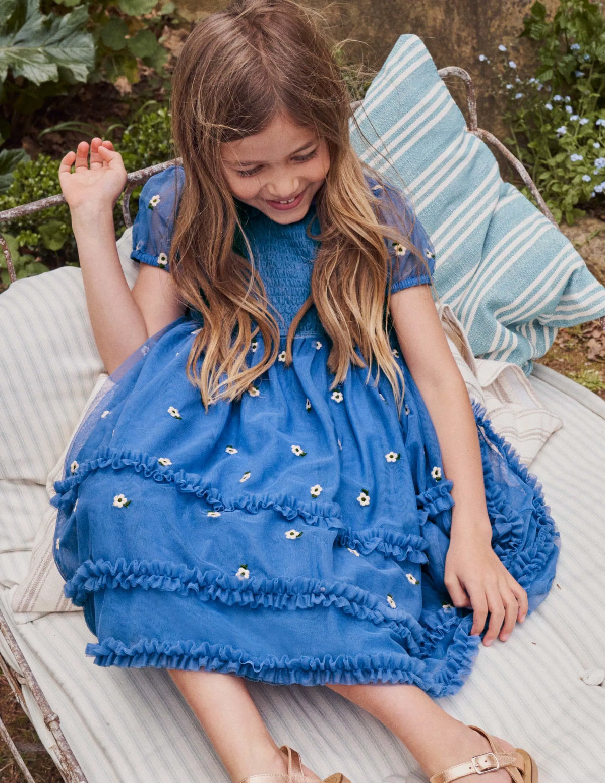 Tiered Tulle Dress-Elizabethan Blue