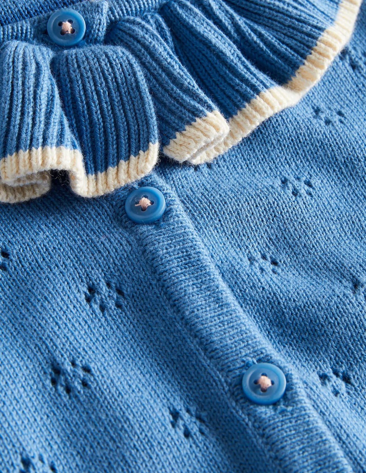 Collared Pointelle Cardigan-Elizabethan Blue