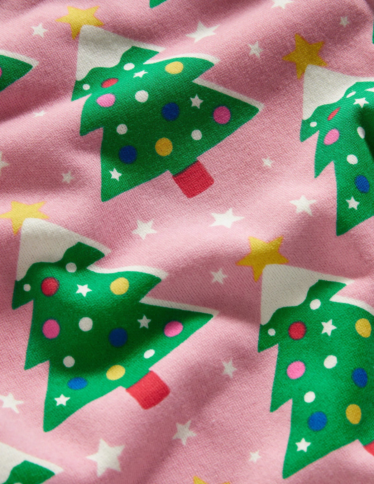 Festive Printed Crew Neck-Formica Pink Christmas Trees
