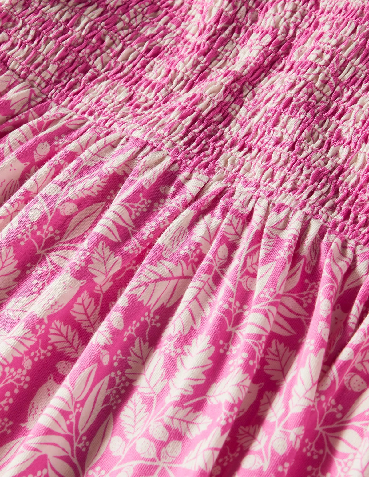 Smocked Bodice Trapeze Dress-Tickled Pink Owl Toile