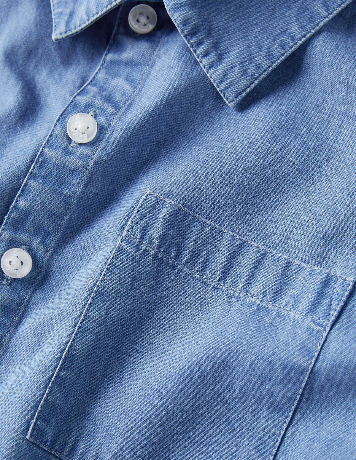 Relaxed Denim Shirt-Mid Vintage Denim