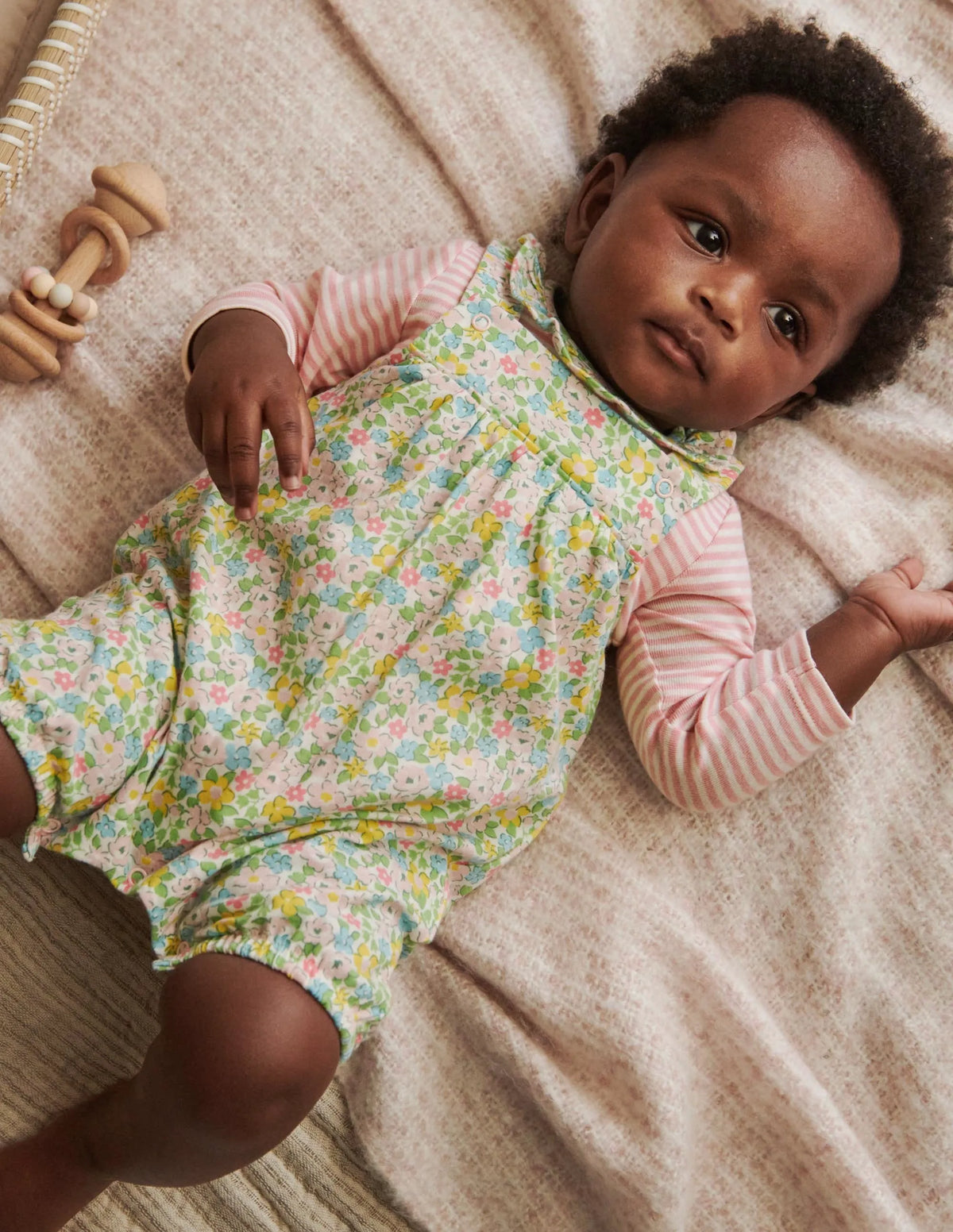 Organic Newborn Overalls Set-Aqua Spring Floral