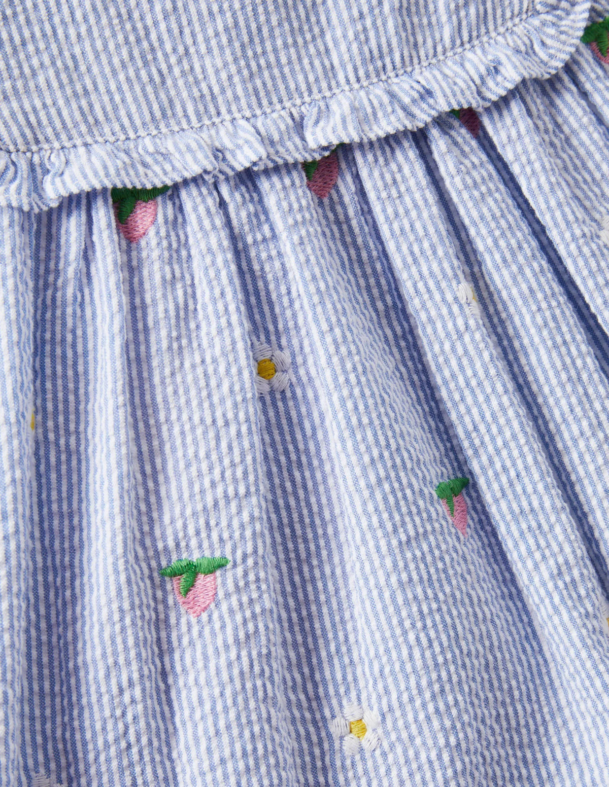 Embroidered Woven Pinnie-Multi Blue Floral