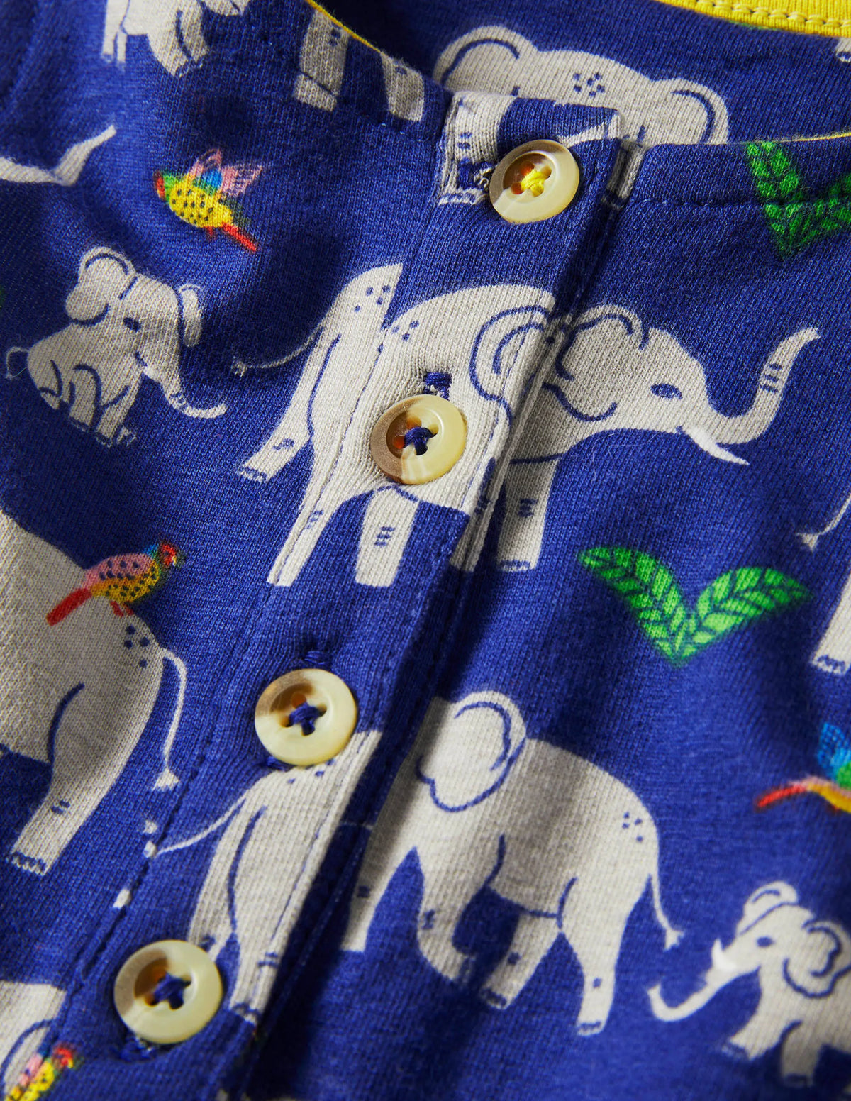 Short Leg Jersey Romper-Starboard Elephants