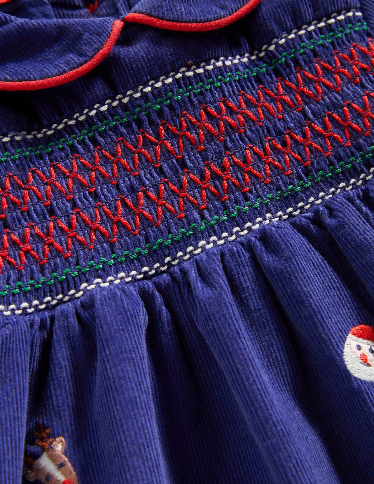 Woven Embroidered Dress-Starboard Blue Festive