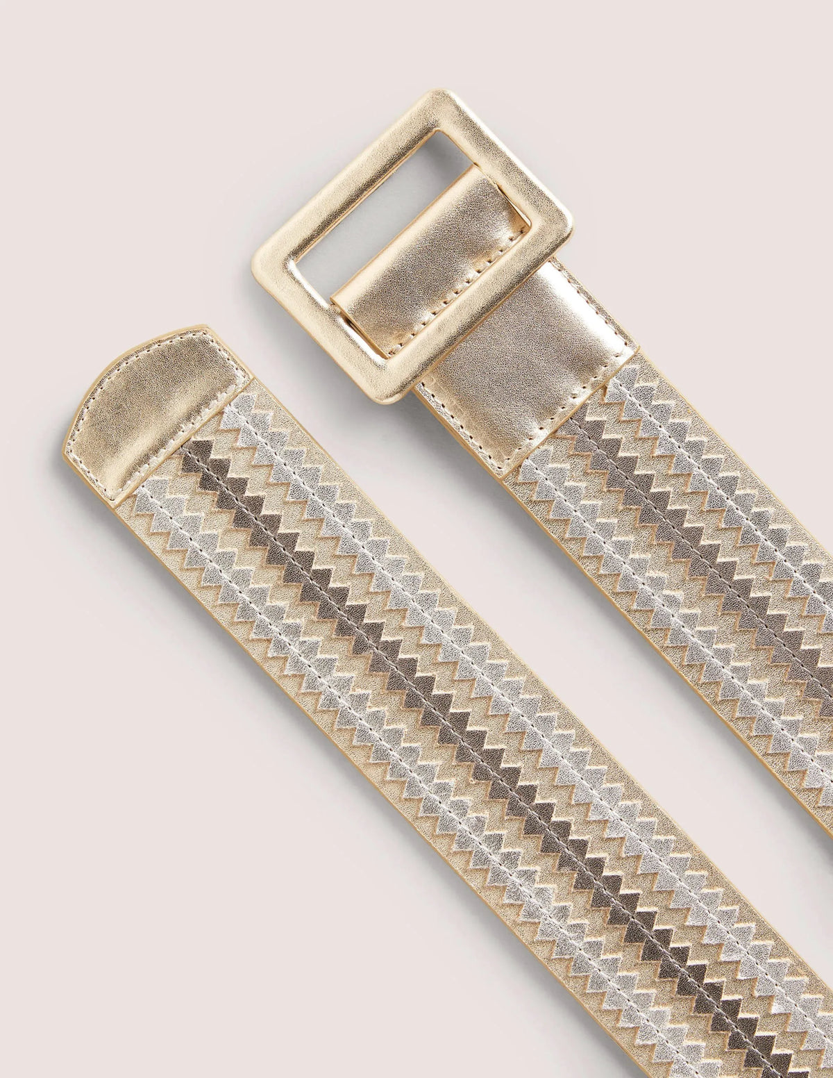 Contrast Stitch Waist Belt-Metallic Gold